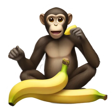a monkey eating a banana sticker