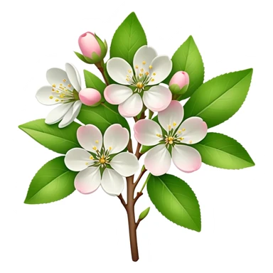 single Apple blossom, straight stem sticker