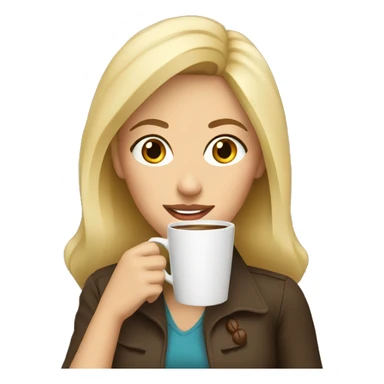 A blonde woman drinking coffee sticker