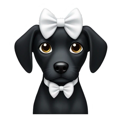 Black dog with white bows  sticker