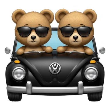 Two teddy bears in black Volkswagen  sticker