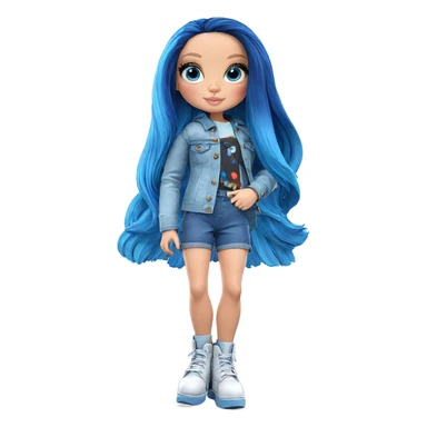 blue haired girl in denim sticker