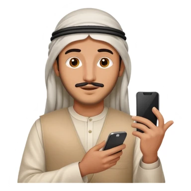 arab man with smartphone, half body sticker
