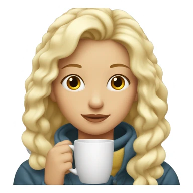 blonde girl cozy drinking hot drink sticker