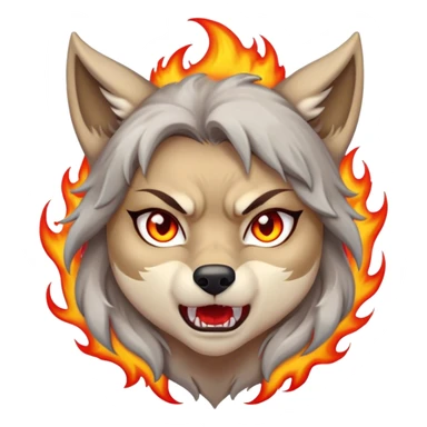 Fille louve énervée avec des flammes  sticker