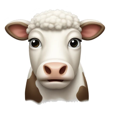 A cow with a sheep head sticker
