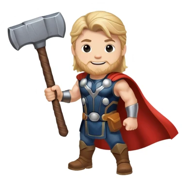 friendly thor superhero with hammer for kids sticker