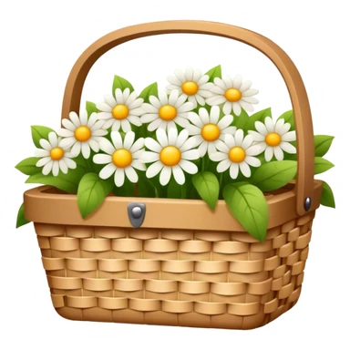 cute picnic basket with ight color flowers sticker