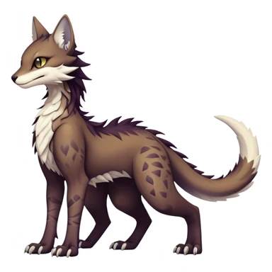 Kawaii dark edgy fantasy ethereal feline-vernid-sergal-fursona animal creature with a tufted tail full body with intricate markings  sticker