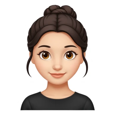 Cute smiling brown-eyed designer girl with her dark hair gathered in a careless bun sticker