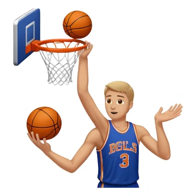 A white man with a basketball, doing a layup sticker