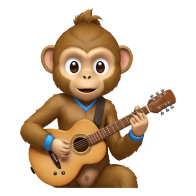 A monkey playing guitar, emotionally immersed in the music, portrait, bust up sticker