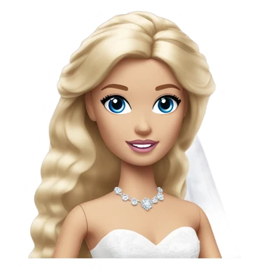 Barbie bride blonde hair blue eyes sticker