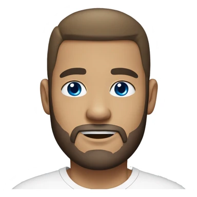 A guy with blue eyes, light skin, short shaven, a beard only on his chin, wearing a white T-shirt, a silver earring with a cross on one ear. sticker