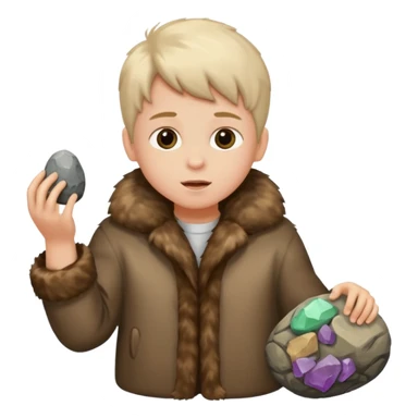 a kid wearing fur clothing, playing stone



















 sticker