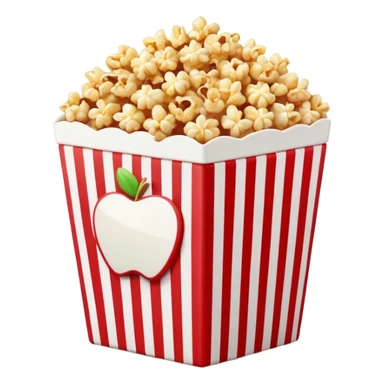 flat design caramel popcorn in red and white striped box, minimal details, Apple emoji aesthetic sticker