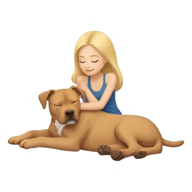 blonde girl sleeping with a light brown pitbull  sticker