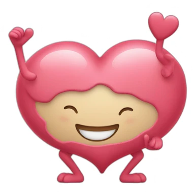 Heart with a sweet face with arms and legs coming out of it sticker