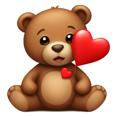 Very cute brown teddy bear holding a red heart  sticker