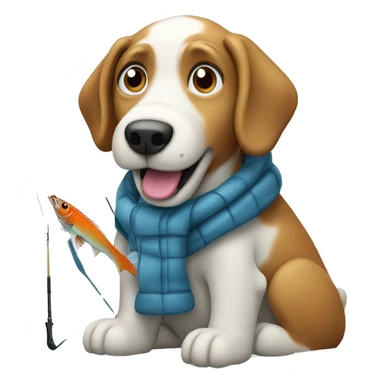 A dog ice fishing sticker