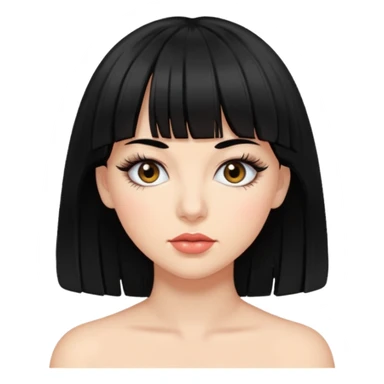 Woman with black hair, bangs and thick eyelashes sticker