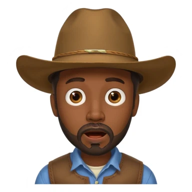 Black male, goatee beard, cowboy hat, surprised or shocked facial expression sticker