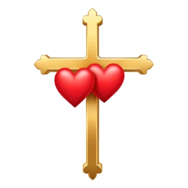 Two red  hearts connected by one simple gold cross  sticker