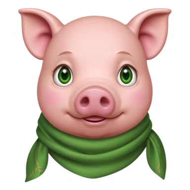 Pig with a green scarf and hazel eyes sticker