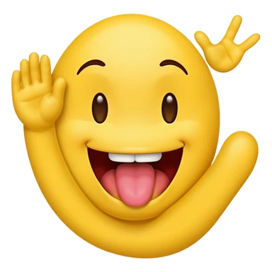 Tongue sticking out smiling emoji with hands and feet on the screen  sticker