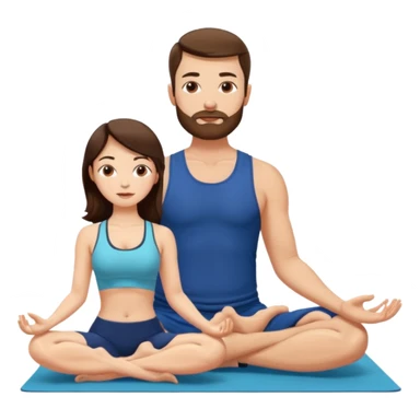 scottish man with stubble, brunette woman doing yoga sticker