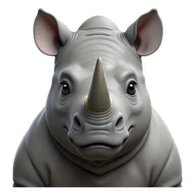 cinematic-noble-rhinoceros-portrait-emoji,-poised,-with-a-massive,-powerful-build-and-a-thick,-hide-of-slate-gray,-deep-set-soulful-piercing-eyes,-simplified-yet-sharp-and-sophisticated-features,-highly-detailed, with large black eyes, szoomed out showing houlders sticker