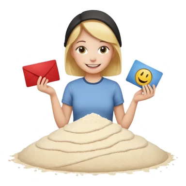 Smiley face with card in hand and pile of flour sticker