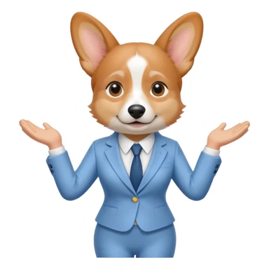 perrita caricatura gorgi gales ejecutiva con ropa celeste claro mujer tipo entrevistadora sticker