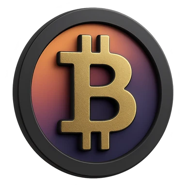 bitcoin,  warm palette in yellow, orange, purple, violet gradient tones, dark solid bg sticker