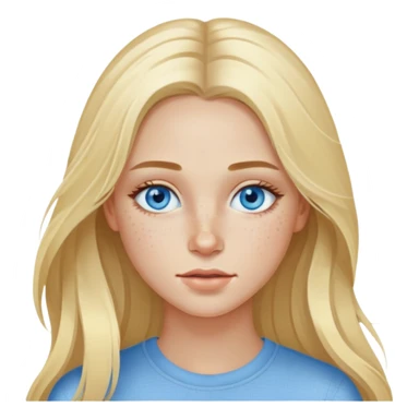 Blond model, with blue eyes, long hair , with freckles under her eyes sticker