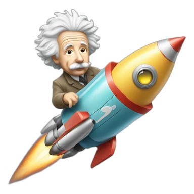 albert einstein riding a rocket to the moon sticker