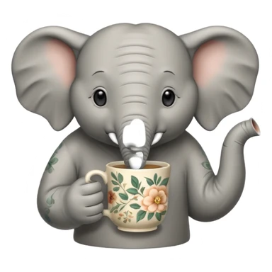 elephant with tea cup sticker