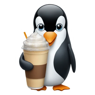 penguin with a ice cofee sticker
