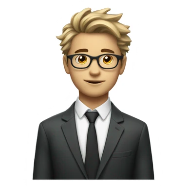 Interesting smart teen boy in suit with glasses and cool hair sticker
