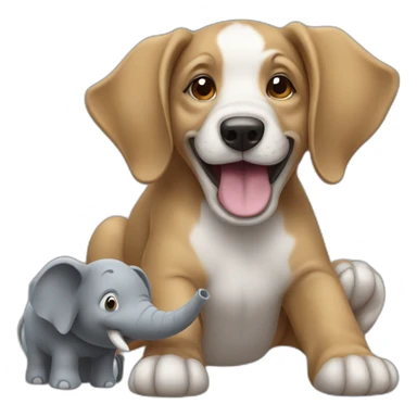 A dog launging on elephant  sticker