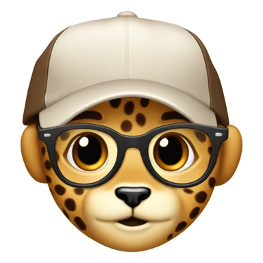baby cheeta with a backwards brown baseball cap, brown-lens glasses sticker