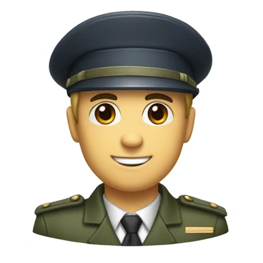 I want to create a character with a commander profile, wearing a military cap, with a happy appearance, well dressed and with a transparent background. sticker