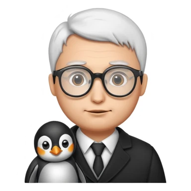 penguin holding a man with classes and not much hair  sticker