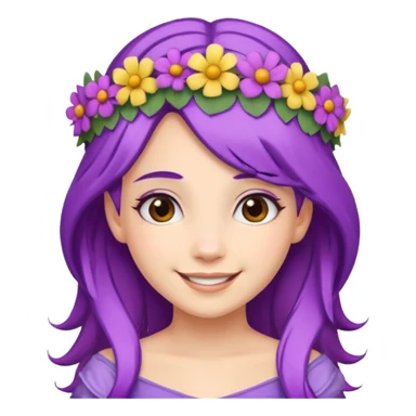 Princesses with Flower Crown in Purple Hair sticker