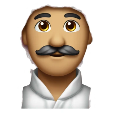  Oval face, expressive eyes, prominent nose, and a neat mustache with a composed look. Wears a traditional red-checkered shemagh and white thobe, exuding a dignified presence. sticker