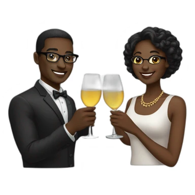 black couple toasting glasses sticker