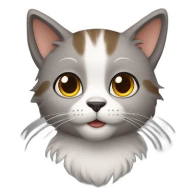 Cat furry grey- brown sticker