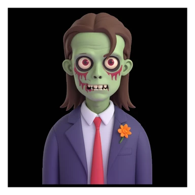 zombie boy with long brown hair sticker