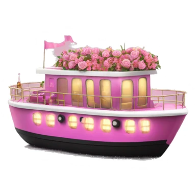 Large Pink Realistic Party Boat With Lights and Flowers  sticker