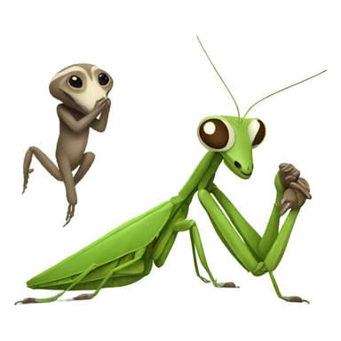 Praying mantis with a sloth sticker